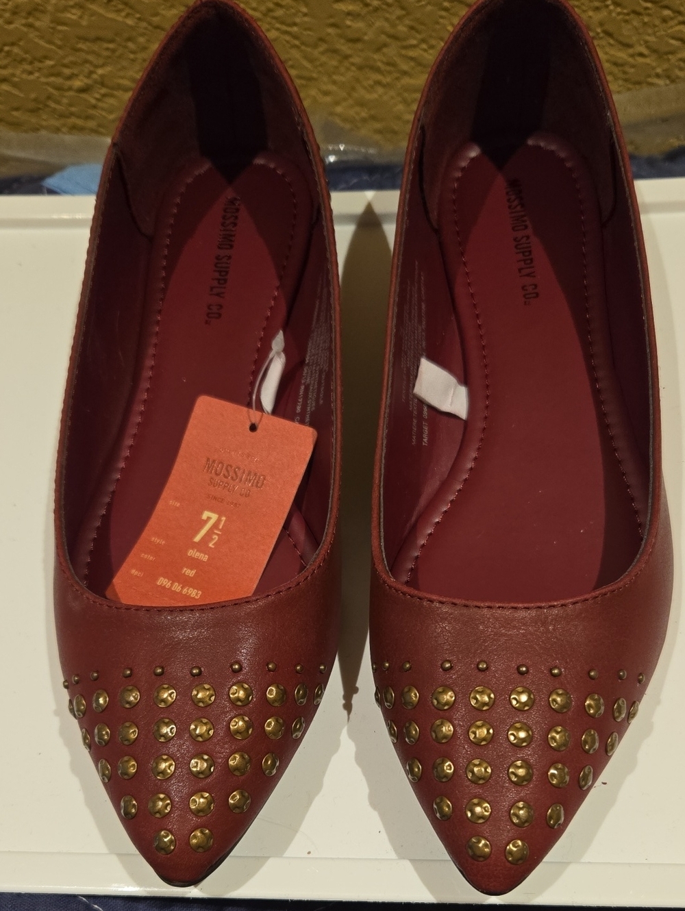 Mossimo Supply Co. Women's Wine Pointed Flats with Gold Studs